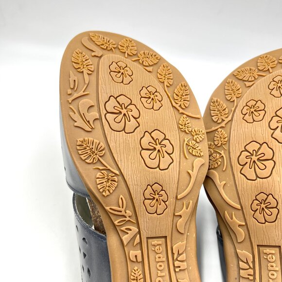 9D 9W 9 WIDE WIDTH Propet Fionna Blue Lasercut Leather Comfort Sandals Shoes - Picture 10 of 14